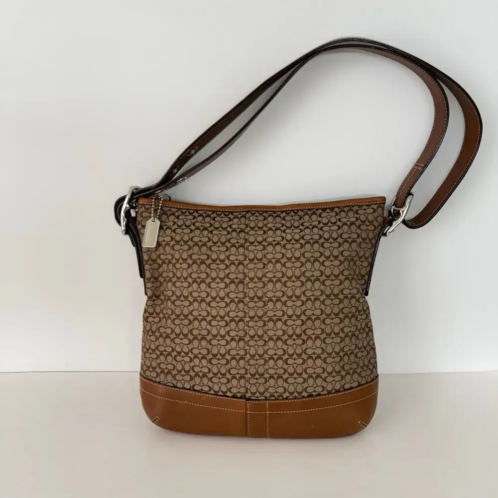 Coach Signature Canvas Crossbody Convertible Shoulder Bag Tan/Brown F10417